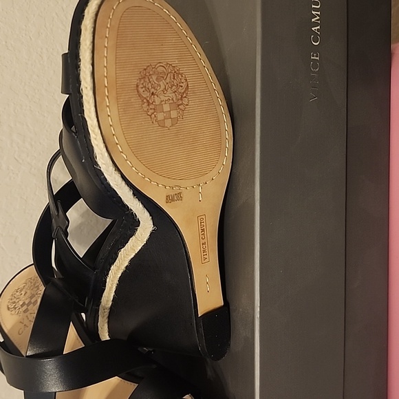 Vince Camuto Black Strappy Wedge Sandals-NEVER BEEN WORN - Picture 2 of 2